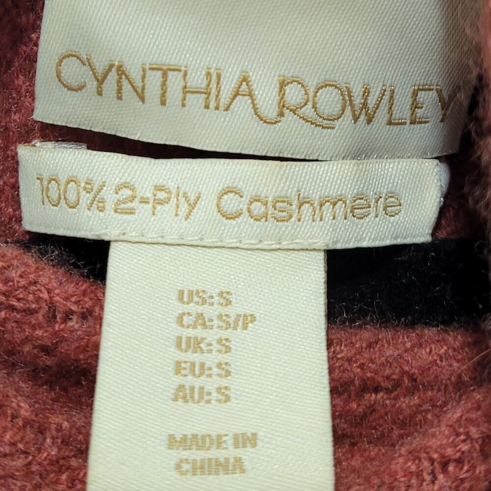 CYNTHIA ROWLEY 100% Cashmere Salmon Pullover Cowl Neck Knit Sweater Women's S - Picture 6 of 8